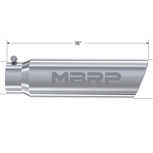 MBRP Universal 5in OD Angled Rolled End 4in Inlet 18in Lgth T304 Exhaust Tip-Steel Tubing-MBRP-MBRPT5124-SMINKpower Performance Parts