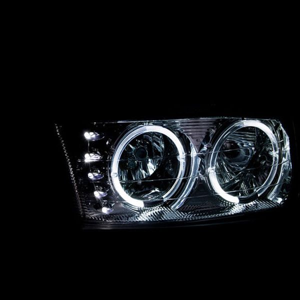 ANZO 1999-2006 Gmc Sierra 1500 Crystal Headlights w/ Halo and LED Chrome-Headlights-ANZO-ANZ111208-SMINKpower Performance Parts