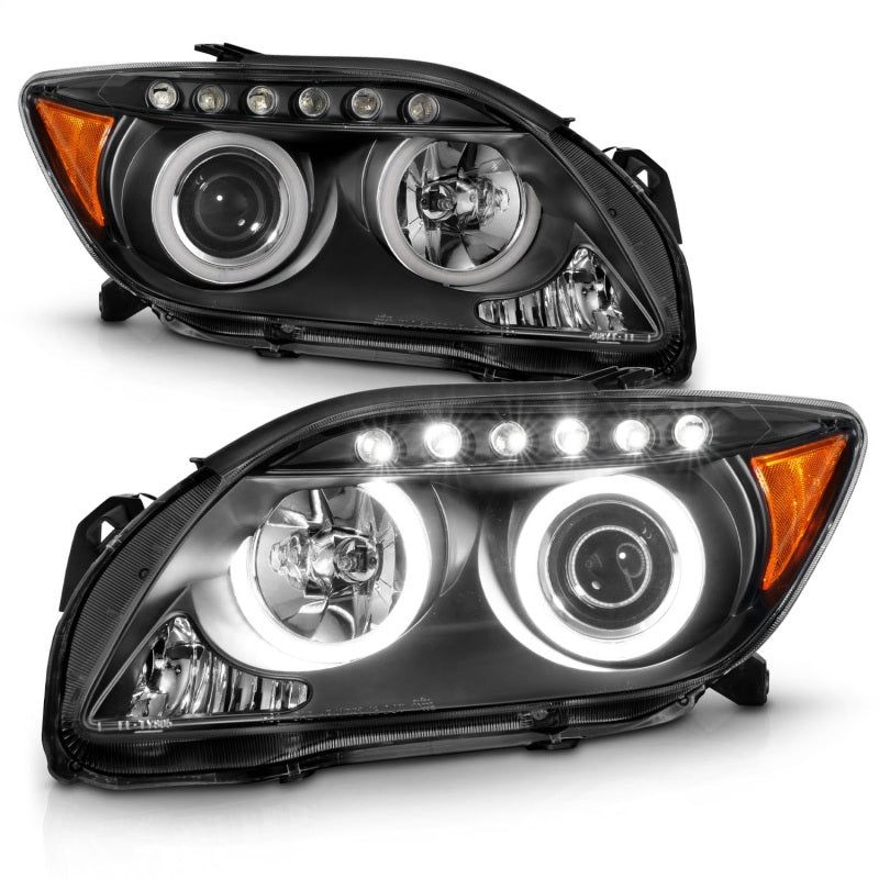 ANZO 2005-2010 Scion Tc Projector Headlights w/ Halo Black (CCFL)-Headlights-ANZO-ANZ121119-SMINKpower Performance Parts