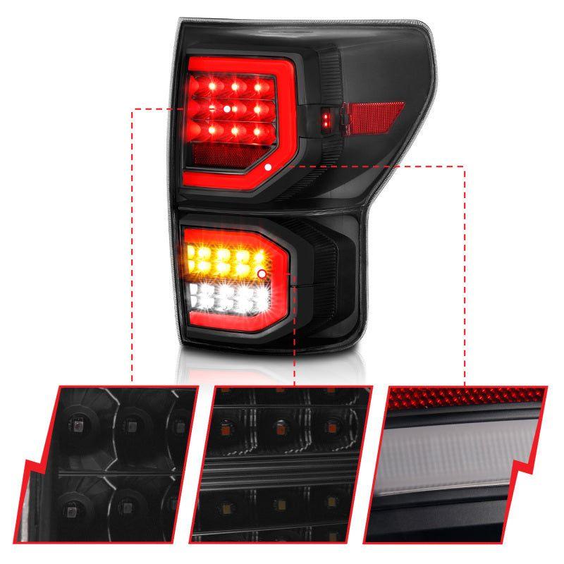 ANZO 2007-2013 Toyota Tundra LED Taillights Plank Style Black w/Smoke Lens-Tail Lights-ANZO-ANZ311337-SMINKpower Performance Parts