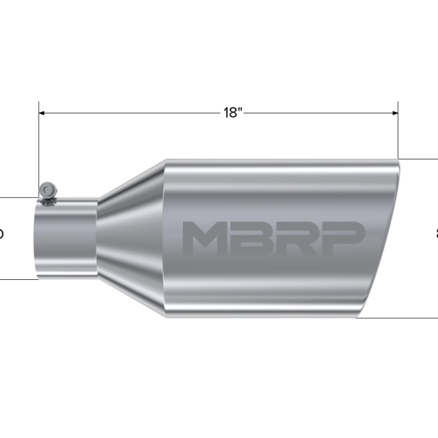 MBRP Universal Tip 8in O.D. Rolled End 4in inlet 18in length T304-Steel Tubing-MBRP-MBRPT5128-SMINKpower Performance Parts