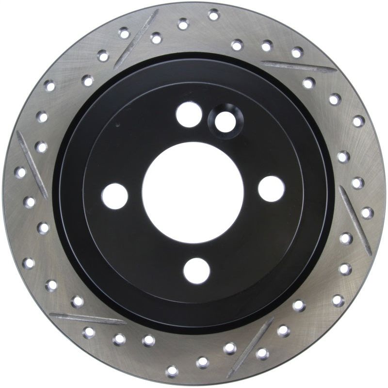 StopTech 07-09 Mini Coooper/Cooper S Slotted & Drilled Right Rear Rotor-Brake Rotors - Slot & Drilled-Stoptech-STO127.34094R-SMINKpower Performance Parts