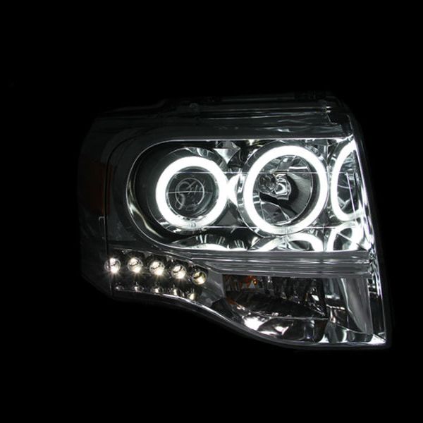 ANZO 2007-2014 Ford Expedition Projector Headlights Chrome-Headlights-ANZO-ANZ111114-SMINKpower Performance Parts