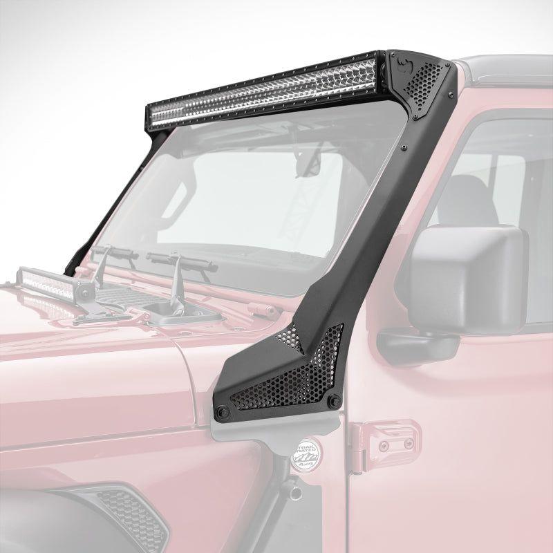 Go Rhino 18-20 Jeep Wrangler JL/JLU/Gladiator JT XE Windshield Light Bar Mount - 50in Single Row - SMINKpower Performance Parts GOR730500T Go Rhino