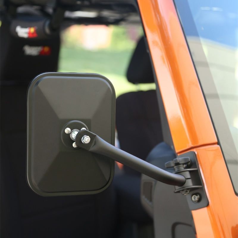 Rugged Ridge 97-18 Jeep Wrangler Textured Black Rectangluar Quick Release Mirror Kit-Exterior Trim-Rugged Ridge-RUG11025.18-SMINKpower Performance Parts