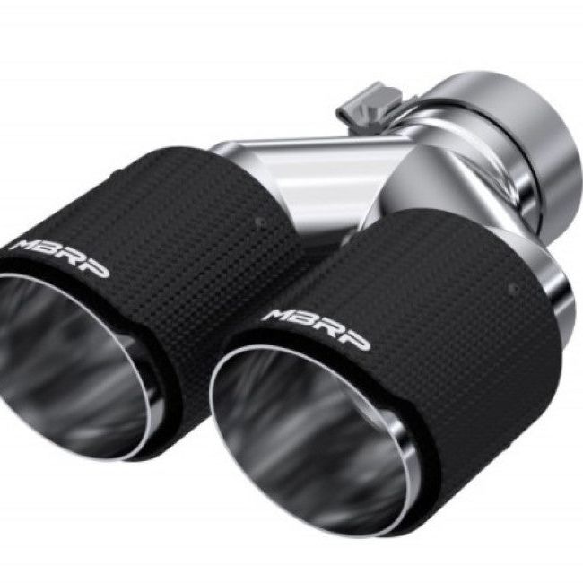 MBRP 3in ID / Dual 4in OD Out Staggered L 9.87in / R 9.37in Dual Wall Carbon Fiber Univ Exhaust Tip-Tips-MBRP-MBRPT5182CF-SMINKpower Performance Parts