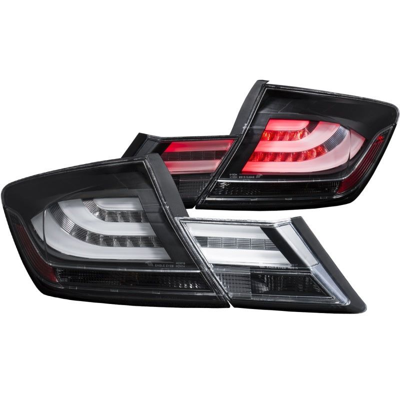 ANZO 2013-2015 Honda Civic LED Taillights Black-Tail Lights-ANZO-ANZ321323-SMINKpower Performance Parts