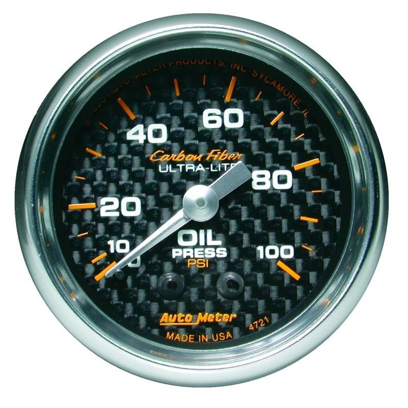 Autometer Carbon Fiber 52mm 100 PSI Mechanical Oil Pressure Gauge-Gauges-AutoMeter-ATM4721-SMINKpower Performance Parts