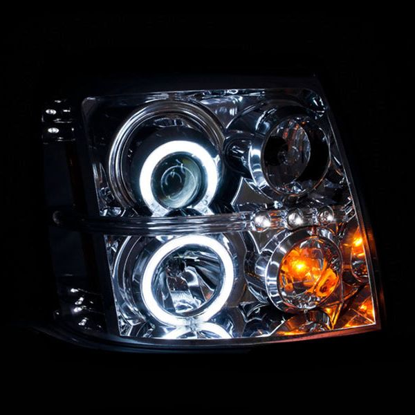 ANZO 2003-2006 Cadillac Escalade Projector Headlights w/ Halo Chrome (CCFL) (HID Compatible)-Headlights-ANZO-ANZ111176-SMINKpower Performance Parts