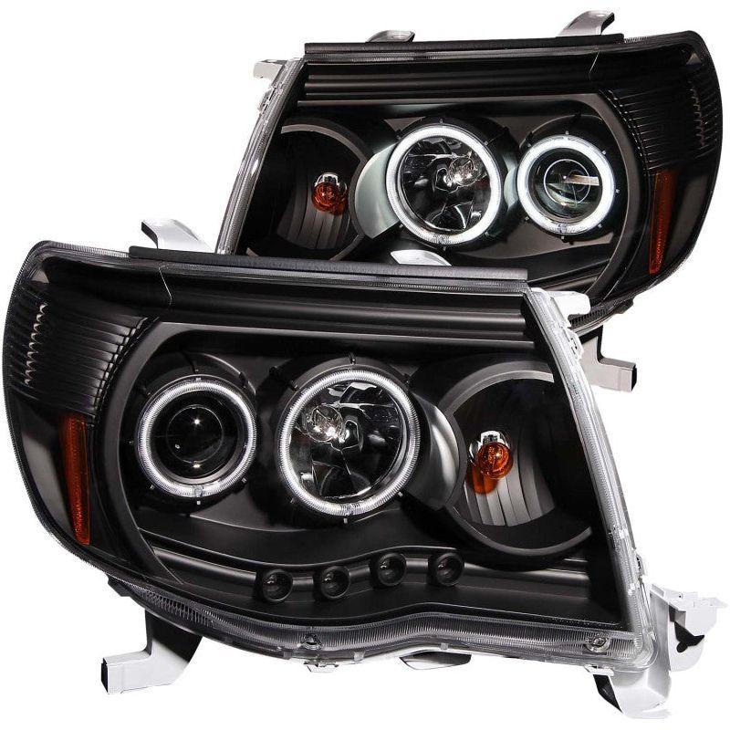 ANZO 2005-2011 Toyota Tacoma Projector Headlights w/ Halo Black-Headlights-ANZO-ANZ121282-SMINKpower Performance Parts