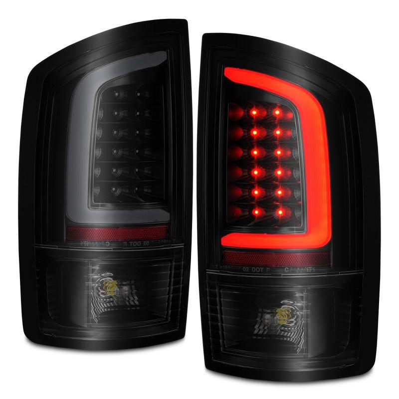 ANZO 2002-2006 Dodge Ram 1500 LED Tail Lights w/ Light Bar Black Housing Smoke Lens-Tail Lights-ANZO-ANZ311369-SMINKpower Performance Parts