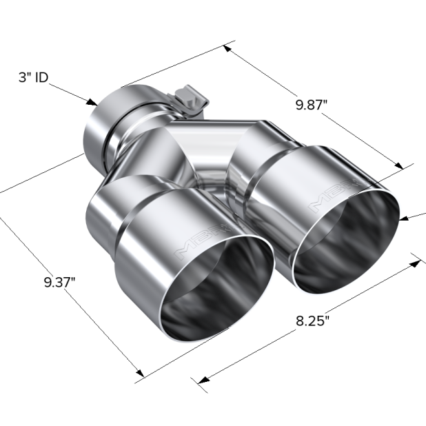 MBRP 3in ID / Dual 4in OD Out Staggered L 9.37in / R 9.87in Single Wall T304 SS Univ Exhaust Tip - SMINKpower Performance Parts MBRPT5183 MBRP