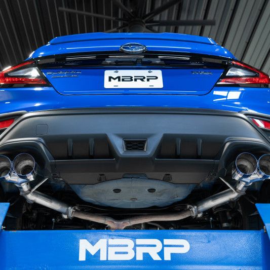 MBRP 2022 Subaru WRX 2.5in Dual Split Rear Exit w/ Quad CF Tips - T304 - SMINKpower Performance Parts MBRPS48103CF MBRP