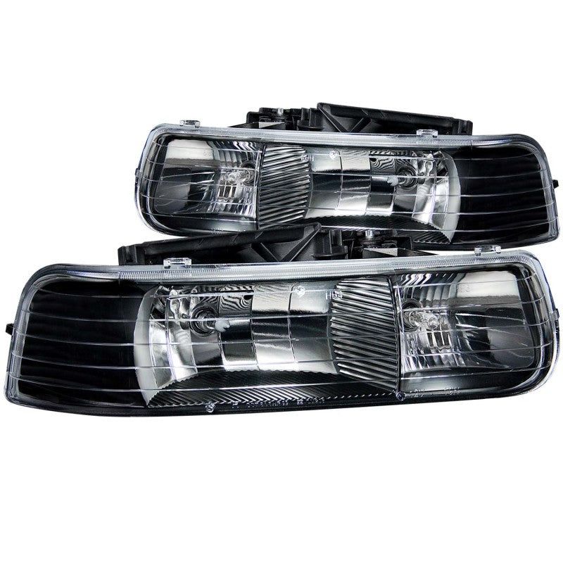 ANZO 1999-2002 Chevrolet Silverado 1500 Crystal Headlights Black-Headlights-ANZO-ANZ111155-SMINKpower Performance Parts