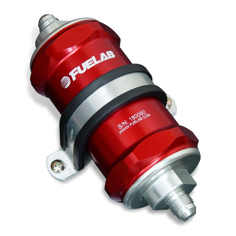Fuelab 818 In-Line Fuel Filter Standard -6AN In/Out 10 Micron Fabric - Red-Fuel Filters-Fuelab-FLB81801-2-SMINKpower Performance Parts