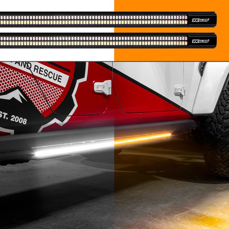 XK Glow Jeep & Truck Running Board Light w/ Turn Signal 2x60in White + Amber - SMINKpower Performance Parts XKGXK041021 XKGLOW
