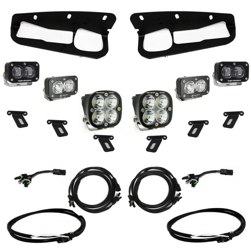 Baja Designs 21-22 Ford Bronco w/Steel Bumper S2 SAE Sportsmen Fog Pkt Light Kit w/Upfitter - Clear - SMINKpower Performance Parts BAJ448174UP Baja Designs