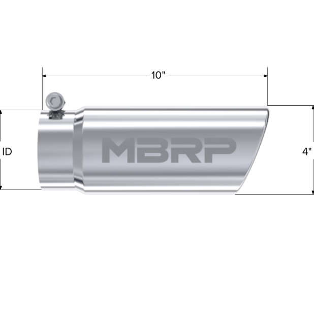 MBRP Universal Tip 4in O.D. Angled Rolled End 3 inlet 10 length-Steel Tubing-MBRP-MBRPT5112-SMINKpower Performance Parts