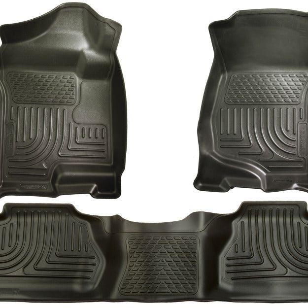 Husky Liners 07-12 Chevy Silverado/GMC Sierra Extended Cab WeatherBeater Combo Black Floor Liners-Floor Mats - Rubber-Husky Liners-HSL98211-SMINKpower Performance Parts