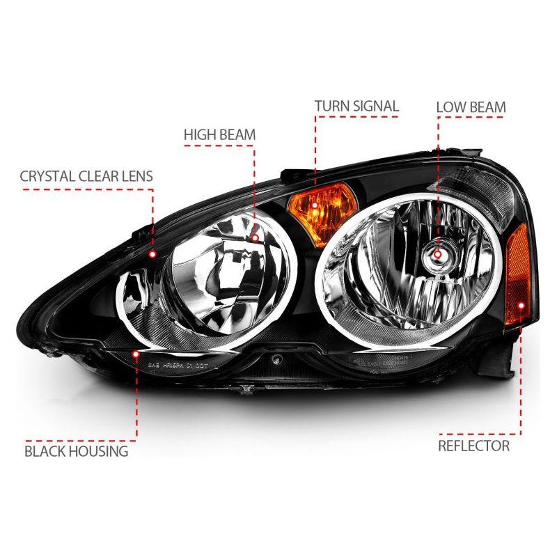 ANZO 2002-2004 Acura Rsx Crystal Headlights Black-Headlights-ANZO-ANZ121209-SMINKpower Performance Parts