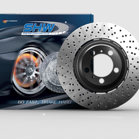 SHW 05-06 BMW M3 3.2L Right Front Cross-Drilled Lightweight Brake Rotor (34112282446)-Brake Rotors - Drilled-SHW Performance-SHWBFR44461-SMINKpower Performance Parts
