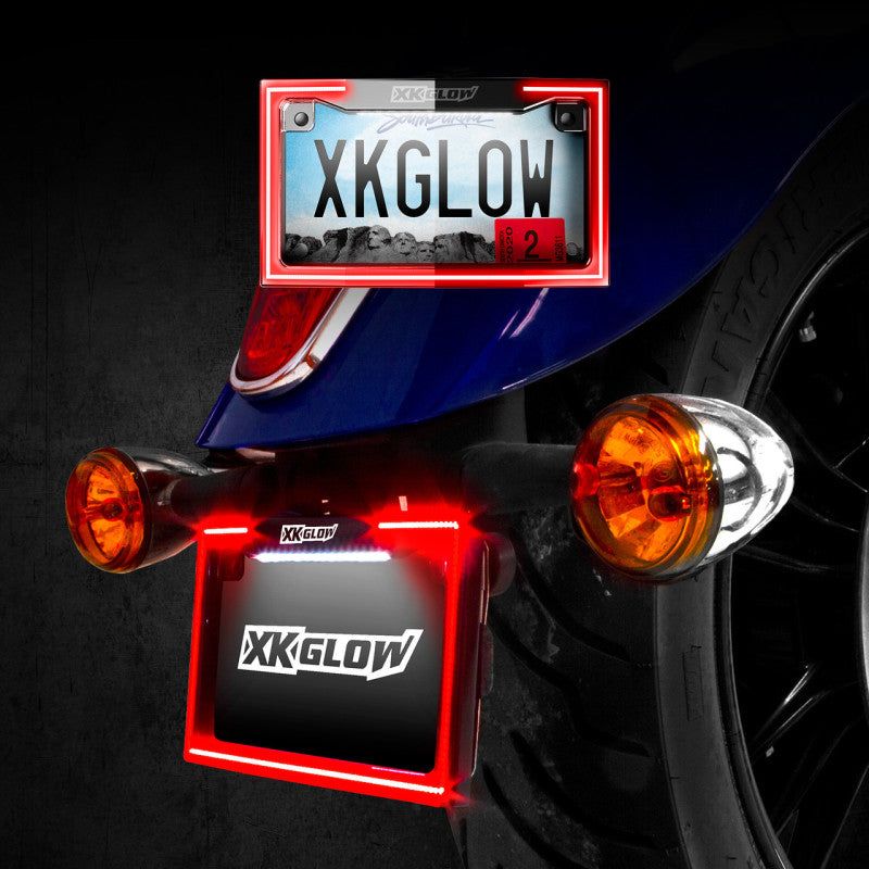 XK Glow Motorcycle License Plate Frame Light w/ Turn Signal - Black - SMINKpower Performance Parts XKGXK034018-B XKGLOW