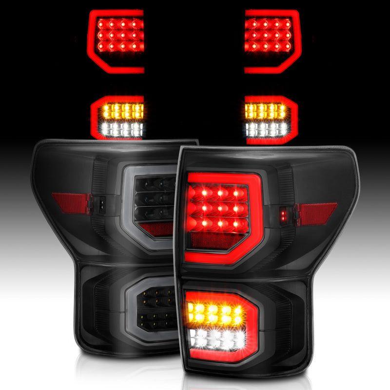 ANZO 2007-2013 Toyota Tundra LED Taillights Plank Style Black w/Smoke Lens-Tail Lights-ANZO-ANZ311337-SMINKpower Performance Parts