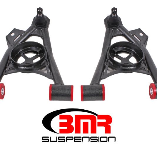 BMR 94-04 Ford Mustang Non-Adj. A-Arms Lower (Poly) w/ Spring Pocket - Black Hammertone - SMINKpower Performance Parts BMRAA040H BMR Suspension