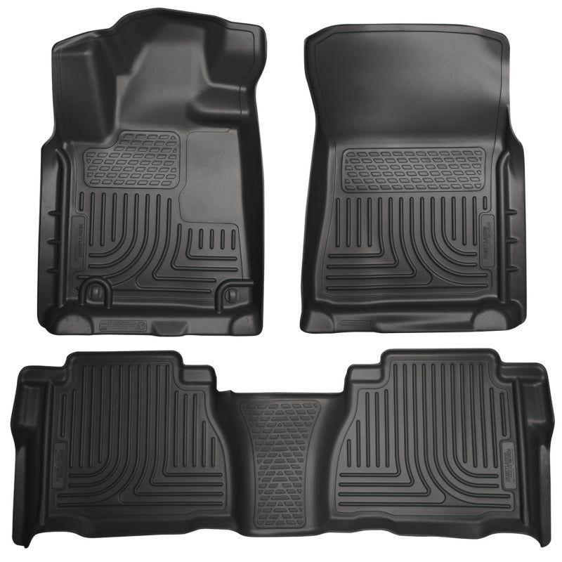 Husky Liners 07-11 Toyota Tundra Double/CrewMax Cab WeatherBeater Combo Black Floor Liners-Floor Mats - Rubber-Husky Liners-HSL98581-SMINKpower Performance Parts