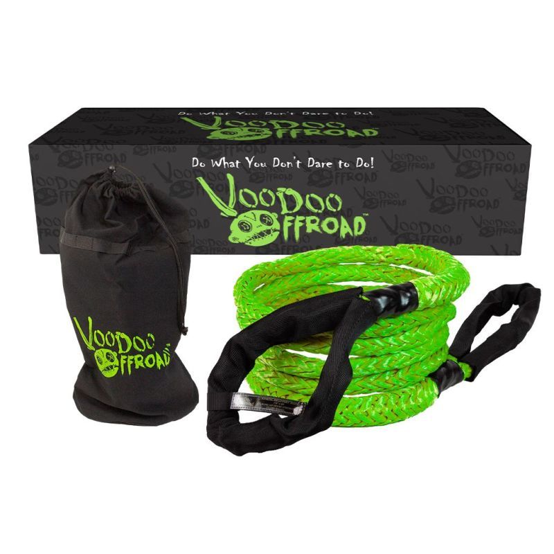 Voodoo Offroad 2.0 Santeria Series 7/8in x 20 ft Kinetic Recovery Rope with Rope Bag - Green - SMINKpower Performance Parts VOO1300001A Voodoo Offroad