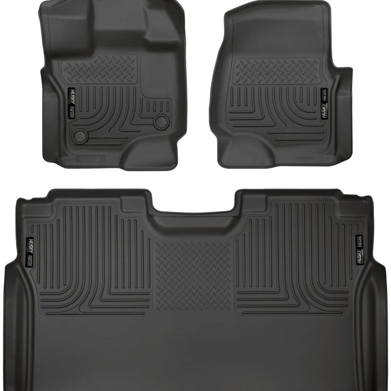 Husky Liners 15-23 Ford F-150 SuperCrew Weatherbeater Black Front & 2nd Seat Floor Liners-Floor Mats - Rubber-Husky Liners-HSL94041-SMINKpower Performance Parts