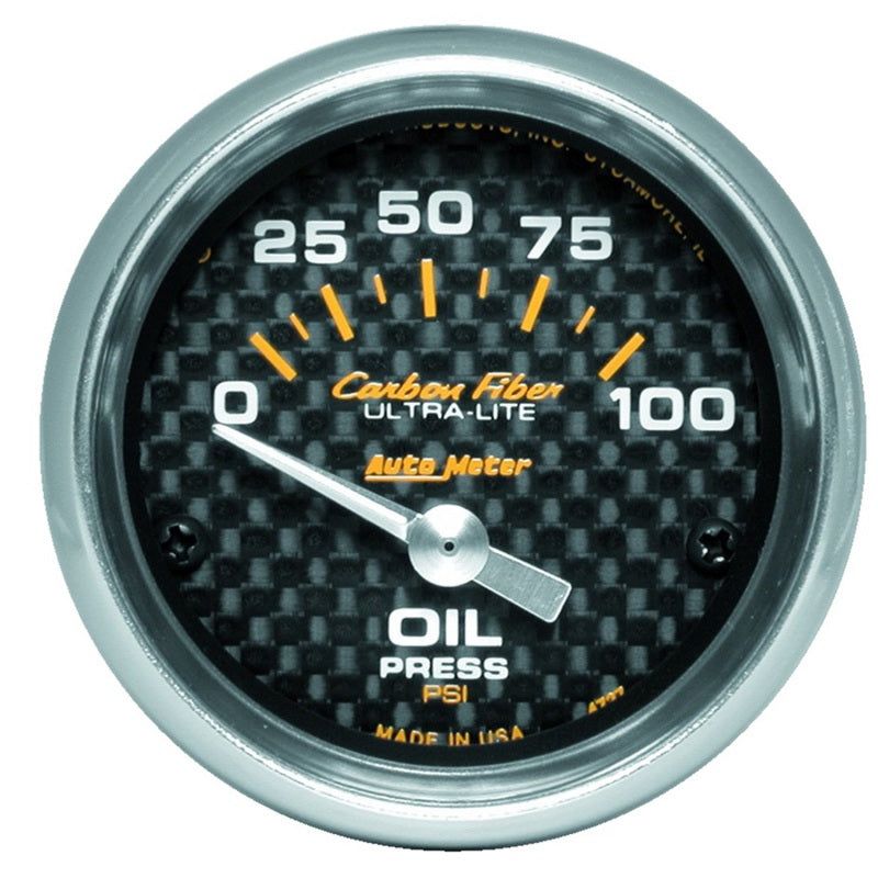 Autometer Carbon Fiber 52mm 100 PSI Electronic Oil Pressure Gauge-Gauges-AutoMeter-ATM4727-SMINKpower Performance Parts