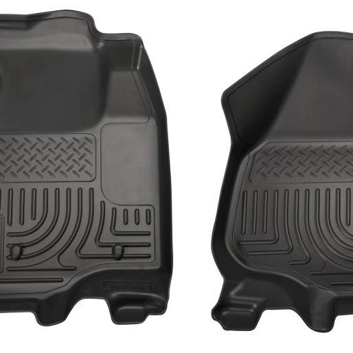 Husky Liners 12-15 Ford Super Duty Crew & Extended Cab WeatherBeater Front Row Black Floor Liners-Floor Mats - Rubber-Husky Liners-HSL18701-SMINKpower Performance Parts