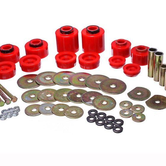 Energy Suspension 80-96 Ford F-150/250/350 Red Body Mount Set Includes Hardware-Bushing Kits-Energy Suspension-ENG4.4123R-SMINKpower Performance Parts