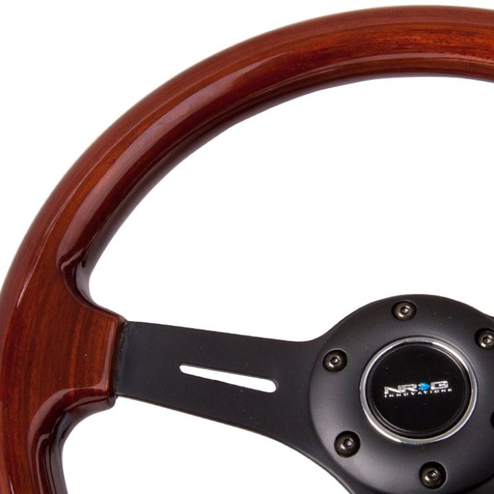 NRG Classic Wood Grain Steering Wheel (330mm) Wood Grain w/Matte Black 3-Spoke Center-Steering Wheels-NRG-NRGST-015-1BK-SMINKpower Performance Parts