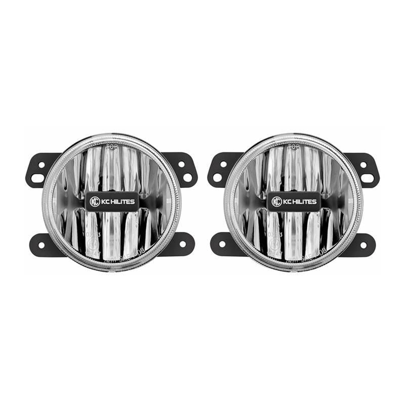 KC HiLiTES 10-18 Jeep JK 4in. Gravity G4 LED Light 10w SAE/ECE Clear Fog Beam (Pair Pack System)-Fog Lights-KC HiLiTES-KCL497-SMINKpower Performance Parts