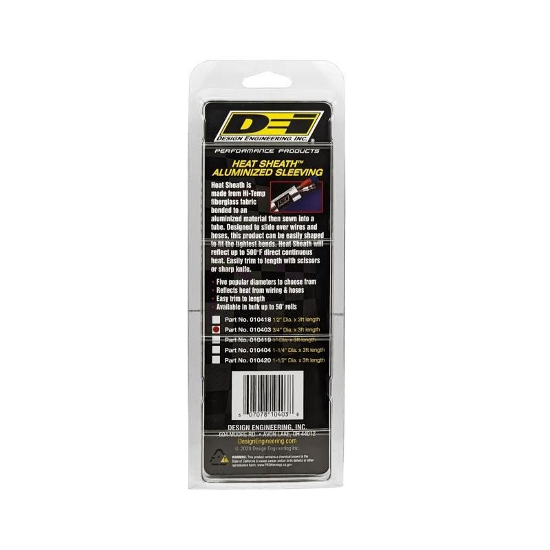 DEI Heat Sheath 3/4in x 3ft - Aluminized Sleeving - Sewn Edge - SMINKpower Performance Parts DEI10403 DEI