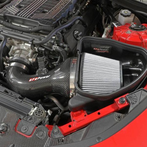 aFe 17-12 Chevrolet Camaro ZL1 (6.2L-V8) Track Series Carbon Fiber CAI System w/ Pro-DRY S Filters - SMINKpower Performance Parts AFE57-10018D aFe