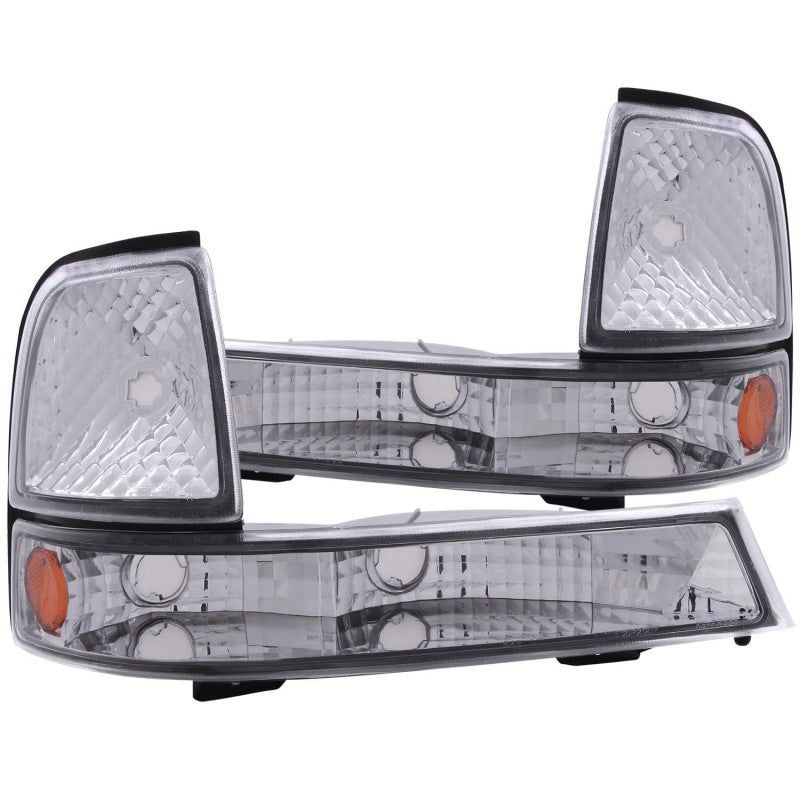 ANZO 1998-2000 Ford Ranger Euro Parking Lights Chrome w/ Amber Reflector-Lights Corner-ANZO-ANZ511003-SMINKpower Performance Parts