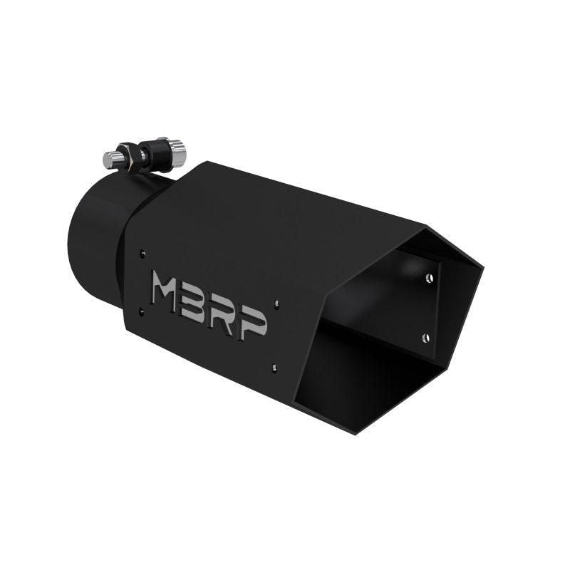 MBRP Universal 4in Hex Tip 3in Inlet 10in Length w/ Logo - Black Coated - SMINKpower Performance Parts MBRPT5169BLK MBRP