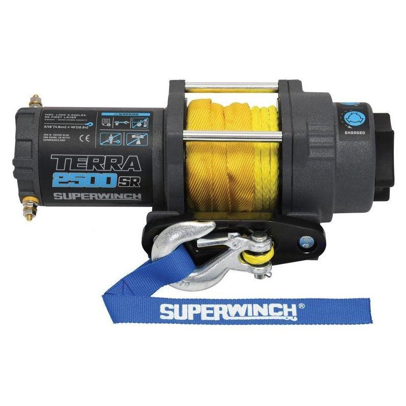 Superwinch 2500 LBS 12V DC 3/16in x 40ft Synthetic Rope Terra 2500SR Winch - Gray Wrinkle - SMINKpower Performance Parts SUW1125270 Superwinch