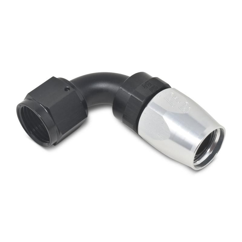 Russell Performance -10 AN Black/Silver 90 Degree Full Flow Hose End - SMINKpower Performance Parts RUS610183 Russell