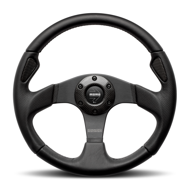 Momo Jet Steering Wheel 350 mm - Black AirLeather/Black Spokes - SMINKpower Performance Parts MOMJET35BK0B MOMO