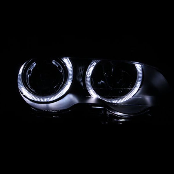 ANZO 2000-2003 BMW 3 Series E46 Projector Headlights w/ Halo Black-Headlights-ANZO-ANZ121269-SMINKpower Performance Parts