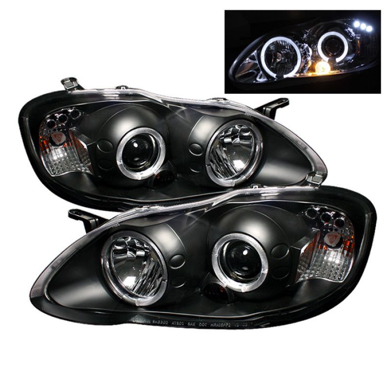 Spyder Toyota Corolla 03-08 Projector Headlights LED Halo- LED Blk - Low H1 PRO-YD-TC03-HL-BK-Headlights-SPYDER-SPY5011787-SMINKpower Performance Parts