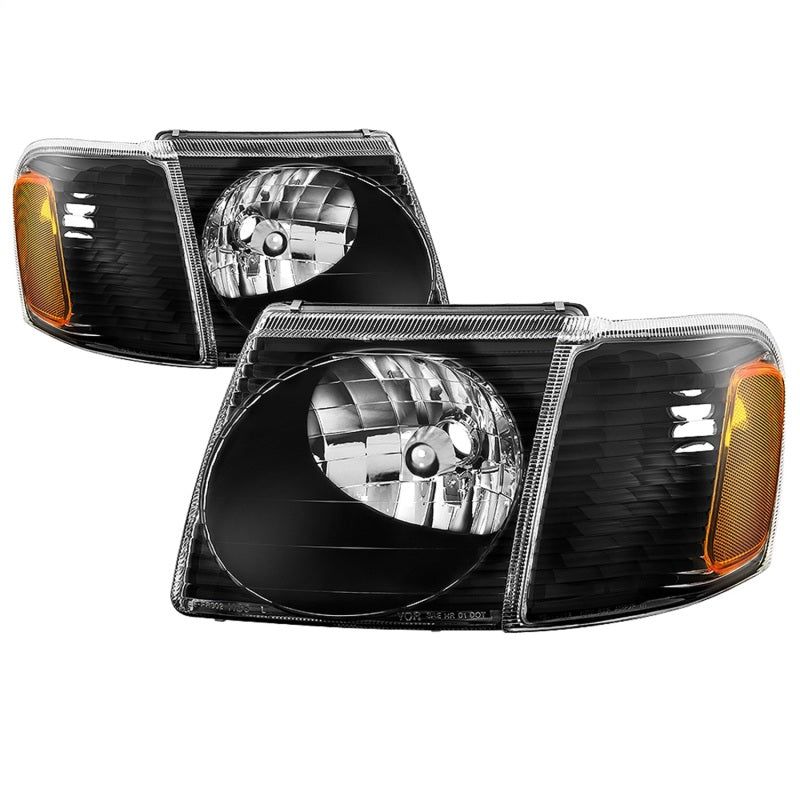 xTune 01-03 Ford Explorer Sport 4pc OEM Style Headlights w/Corner - Black (HD-JH-FEXP01-ST-BK) - SMINKpower Performance Parts SPY9042614 SPYDER