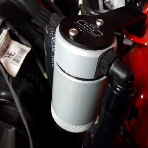 J&L 2015-2023 Ford Mustang EcoBoost Driver Side Oil Separator 3.0 - Clear Anodized-Oil Separators-J&L-JLT3029D-C-SMINKpower Performance Parts