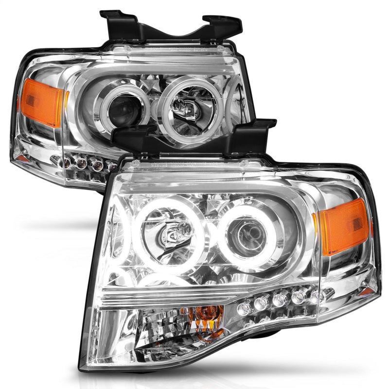 ANZO 2007-2014 Ford Expedition Projector Headlights Chrome-Headlights-ANZO-ANZ111114-SMINKpower Performance Parts
