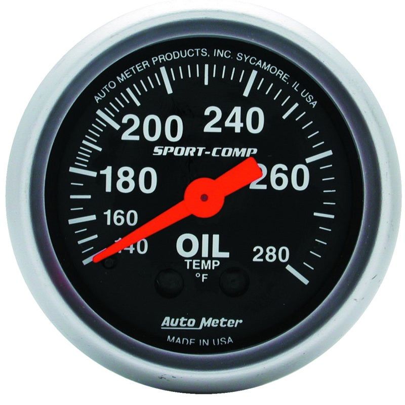 Autometer Sport-Comp 52.4mm 140-280 Deg F Mech Oil Temp Gauge-Gauges-AutoMeter-ATM3341-SMINKpower Performance Parts