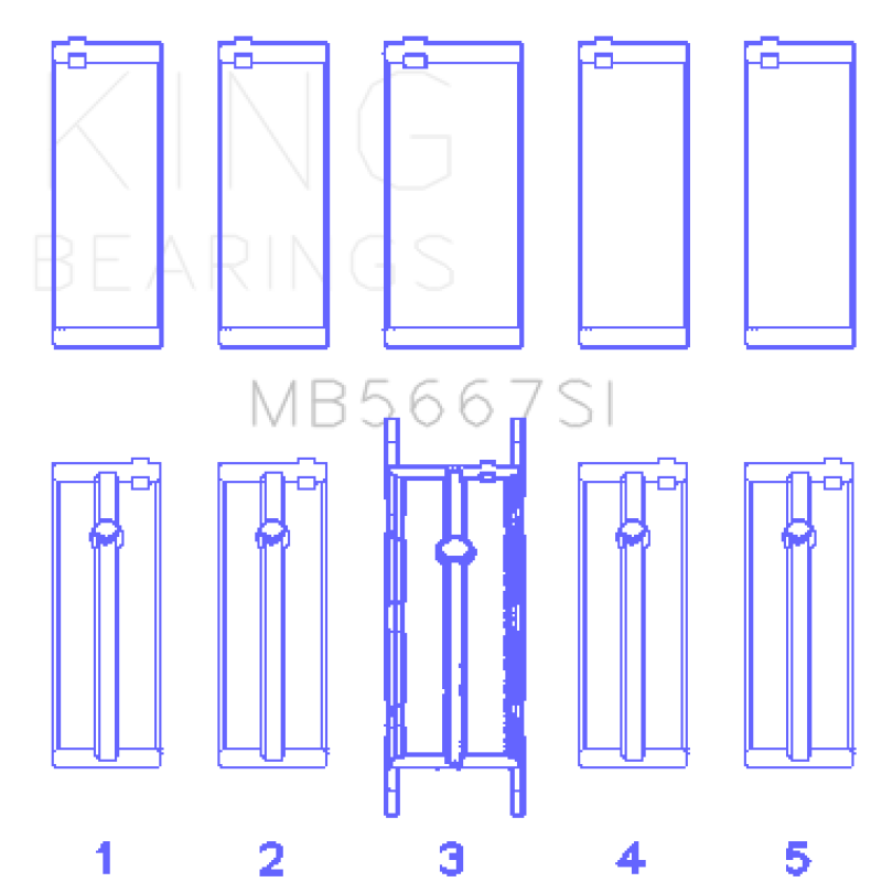 King Mini W10B16A/W11B16A (Size 0.25) Silicon Bi-Metal Aluminum Main Bearing Set-Bearings-King Engine Bearings-KINGMB5667SI0.25-SMINKpower Performance Parts